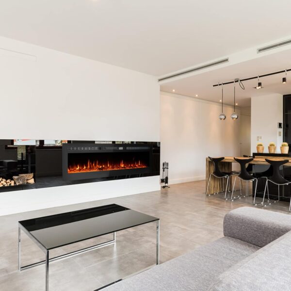 CharaVector 70 inch 750W/1500W Electric Fireplace Inserts with Remote Control in Wall Mounted, Energy Saving LED Insert Fireplace Heater Indoor Glass View with Remote Control & Touch Screen, Black