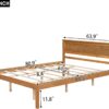 P PURLOVE Queen Size Bed Frame,Solid Wood Platform Bed with Headboard,No Box Spring Needed,Oak