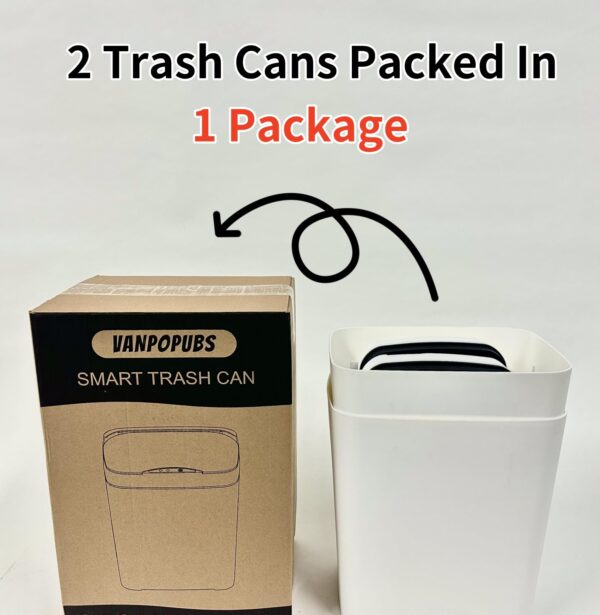 2 Pack 2.7 Gal Bathroom Trash Can with Lid, Automatic Trash Can Small Smart Garbage Can Touchless, Slim Motion Sensor Waterproof Plastic Trash Bins for Bedroom Office Kitchen Toilet