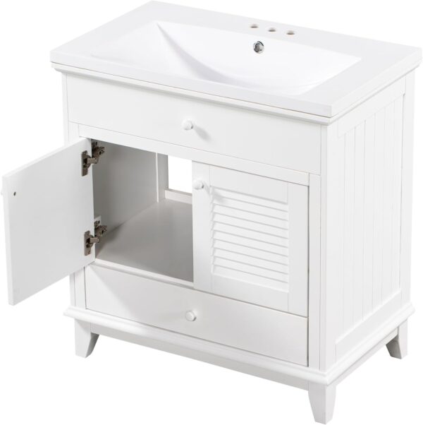 30" Bathroom Cabinet Vanities with Sink Set Combo, Storage Cabinet with Doors and Drawer, Solid Wood, Modern Style, White