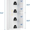 Cozy Castle Kitchen Pantry Cabinet, 71" Tall Wood Storage Cabinet with Doors and Shelves 4 Doors Freestanding Cupboard Utility Hutch for Dining Room Living Room Bathroom Furniture, White