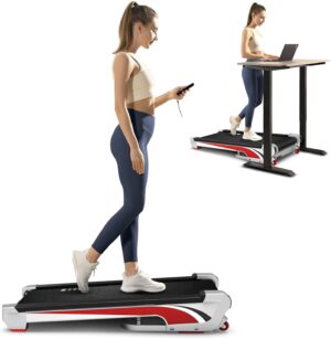 REDLIRO Walking Pad with Incline, 2.5HP Compact Under Desk Treadmill Portable, 350lbs Capacity Incline Walking Pad for Small Space Fit Standing Desk at Home (Sliver)
