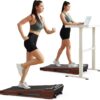 GOYOUTH Walking Pad with 5% Incline, Under Desk Treadmill, Compact Jogging Machine, Wooden Treadmills for Home Office & Small Space, 12 HIIT Programs