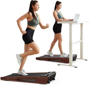 GOYOUTH Walking Pad with 5% Incline, Under Desk Treadmill, Compact Jogging Machine, Wooden Treadmills for Home Office & Small Space, 12 HIIT Programs