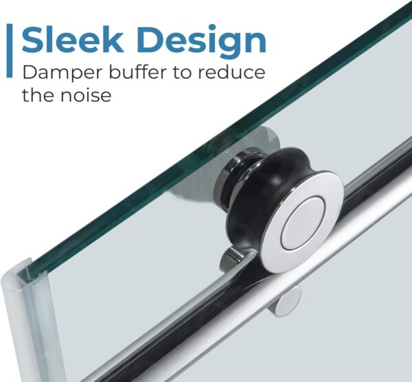 Fab Glass And Mirror Frameless Sliding Shower Door 48" X 72", Adjustable Width 44-48", 5/16" Thick Tempered Glass, Brushed Nickel