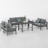 Solaste Aluminum Patio Furniture Set,5 Pieces Modern Outdoor Conversation Set Sectional Sofa with Upgrade Cushion and Dining Table, Grey