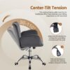 Yaheetech Modern Velvet Home Office Chair Ergonomic Adjustable Makeup Vanity Chair with Padded Armrests Big Seat for Office, Bedroom, Dark Gray