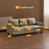 VINGLI Olive Green 83" Sofa Couches for Living Room, Modern Comfy 3 Seater Couch Faux Suede 25.6" Deep Seat Upholstery Cozy Sofas for Small Space, Bedroom, Apartment, Home Office