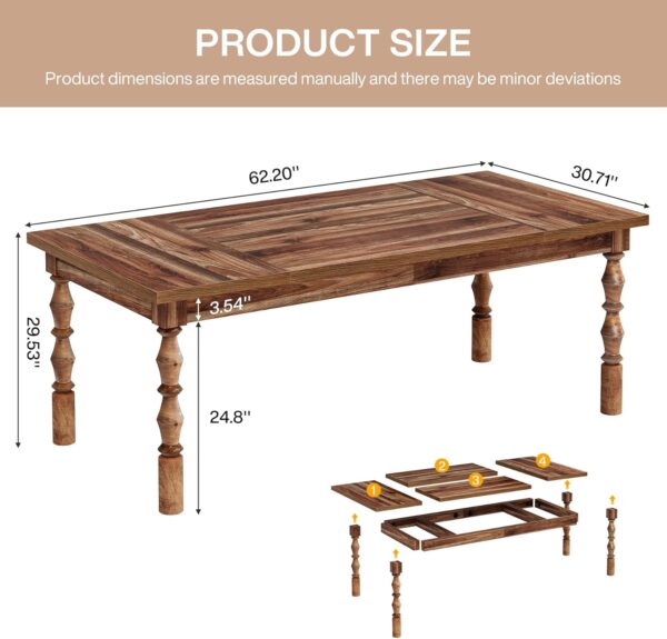 Tribesigns Large Executive Office Desk, 62.2-Inch Farmhouse Modern Computer Desk, Mid Century Study Writing Table Workstations Business Office Furniture with Carved Turned Legs (Walnut)