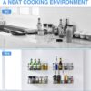 Spice Rack Wall Mount, Spice Organizer for Cabinet & Pantry Door, Set of 4 Hanging Spice Rack Saving Space for Kitchen, Black