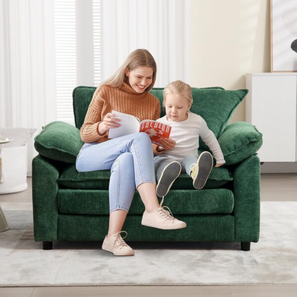 Chenille Oversized Accent Chair, Modern Comfy Single Sofa Chair with Large Seat and Extra Wide Armrests, Large Armchair Reading Chairs for Bedroom, Living Room,Blue