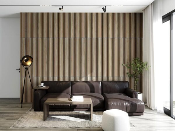 Woody Walls Solid Wood Slat Wall Paneling, Wood Slat Wall Panel, Acoustic Wood Panels Have 0.75 NRC, Set of 2 Seamless Joint Wood Panels for Walls, Wood Slat Wall , Beige