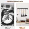 Kitchen Utensil Hanger, Adhesive Utensil Holder Wall Mount Kitchen Rack Rail with 12 Hooks, Space Saving and No Drilling, Black, 2 Pcs