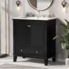 Linique 30" Modern Bathroom Vanity with Sink Combo Set, Solid Wood Frame Multi-Functional Bathroom Storage Cabinet with 2 Soft Closing Doors and a Drawer, Adjustable Shelf, Black