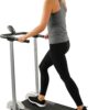 Sunny Health & Fitness Compact & Foldable Treadmill, Non-Slip Surface, Optional Dual Mode Walking/Running, Non-Electric Fixed Incline, Digital Monitor, Smart Bluetooth Connection with SunnyFit App