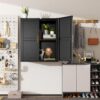 Bathroom Wall Cabinet, Metal Over The Toliet Storage Cabinet, Wall Cabinets with Doors and Adjustable Shelf, Medicine Cabinets for Kitchen, Bathroom, Over The Toilet (Black, 23.6" H)