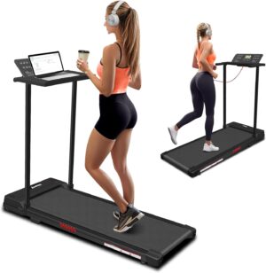 Foldable Treadmills for Home, 3.0HP Under Desk Folding Compact Small Running Treadmill with 12 Preset Programs LED Display, Desk Treadmill for Office with 320 LBS Capacity