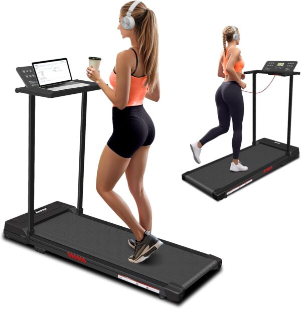 Foldable Treadmills for Home, 3.0HP Under Desk Folding Compact Small Running Treadmill with 12 Preset Programs LED Display, Desk Treadmill for Office with 320 LBS Capacity