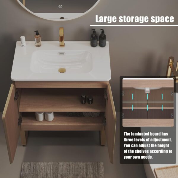 Dalia 30" Freestanding Bathroom Vanity with Overflow Sink One Piece Basin, Ample Storage Modern Design for Small Spaces, Minimalist Bathroom Cabinet