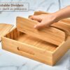 Umilife Kitchen Cabinet Organizer for Food Storage Container Lids, with Adjustable Dividers, Bamboo Drawer Caddy, Box for Kitchen Storage And Organization