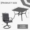 MELLCOM 5-Piece Outdoor Dining Set, 4 Swivel Rocker Chairs with High Back Textilene & Square Metal Dining Table with Umbrella Hole, Patio Furniture Set for Porch, Garden, Backyard, Deck, Grey