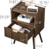 Nightstand,Modern Bedside Table with Storage Drawer and Open Wood Shelf, for Living Room, Bedroom and Small Spaces, Accent Night Stand with Solid Wood Legs, Easy Assembly,Walnut Brown