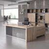 63 Inch L Shaped Executive Office Desk with 2 Drawers, Modern Home Office Desk with File Cabinet, Business Furniture w/Stand Under Desk Storage Organizer with 4 Wheels
