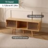 Bamboo TV Stand for TVs up to 50 Inches, Durable Entertainment Center with 2 Sliding Acrylic Cabinet Doors for Gaming Console, Modern Accent TV Console Cabinet for Living Room Bedroom