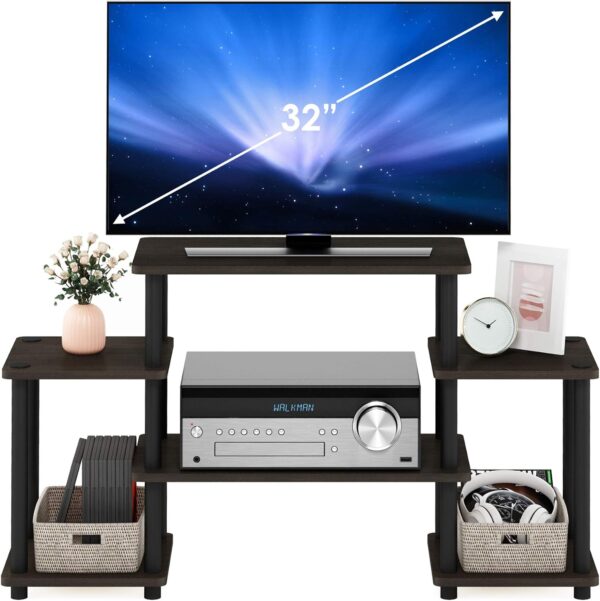 Furinno Turn-N-Tube No Tools Entertainment TV Stands, Dark Brown/Black