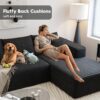 107.5" Cloud Sectional Couch with L-Shape Chaise,Modern Modular Sofa with Deep Seat, Upholstered Couches for Living Room Bedroom Apartments,No Assembly Required, (Black,Right Facing Chaise)