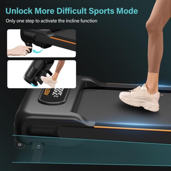 Walking Pad with Incline, Under Desk Treadmill for Home Office, 2.5HP Portable Treadmills with Panel & Remote Control, 4 in 1 Walking Running Machine Manual Incline, Compact Treadmill 265LB Capacity