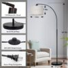 Black Arc Floor Lamps for Living Room,Modern Standing Lamp with Adjustable Drum Lampshade Tall Pole Lamp with Foot Switch Over Couch Arched Floor Light for Reading Bedroom 8W LED Bulb Included