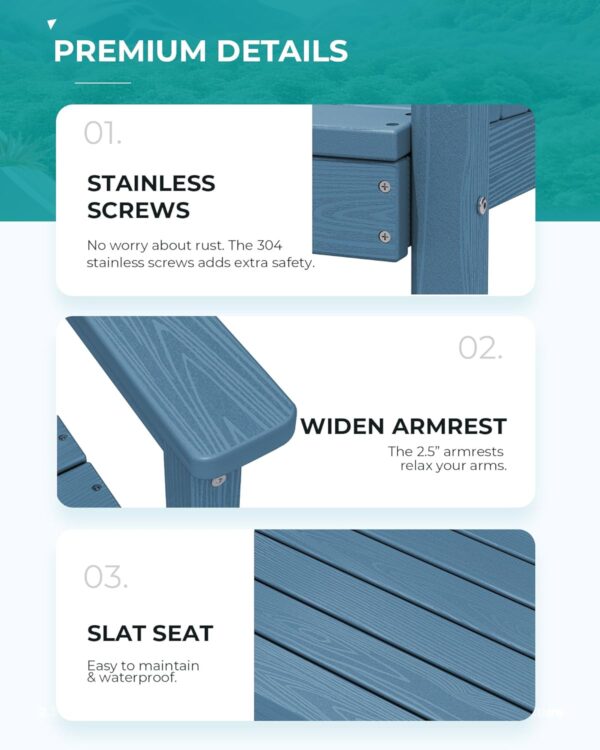 711D5tIUzCL._AC_SL1500_.jpg SERWALL 7-Piece Patio Dining Table Sets, Outdoor HDPE Dining Furniture Set with Umbrella Hole Cut-Out Table and 6 Chairs, Blue