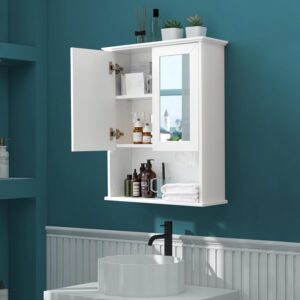 23" Bathroom Mirror Cabinet with Storage - Over Toilet Medicine Cabinet with Adjustable Shelves, Soft-Close Hinges & Towel Slot, Wall Mounted Bathroom Wall Cabinet for Small Spaces (23x29)