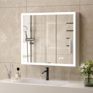VINGLI Lighted Medicine Cabinet with Mirror Bathroom Mirror Medicine Cabinet Wall Mounted with Storage LED Lights Charging Station Defogger Modern Bathroom Mirrors for over Sink with Storage (32"*28")