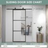 JUBEST 36in x 96in Glass Barn Door, Clear Tempered Glass Carbon Steel Pre Drilled Frame Sliding Barn Door Panel with 6FT Hardware Kit and Soft Close, Easy to Install