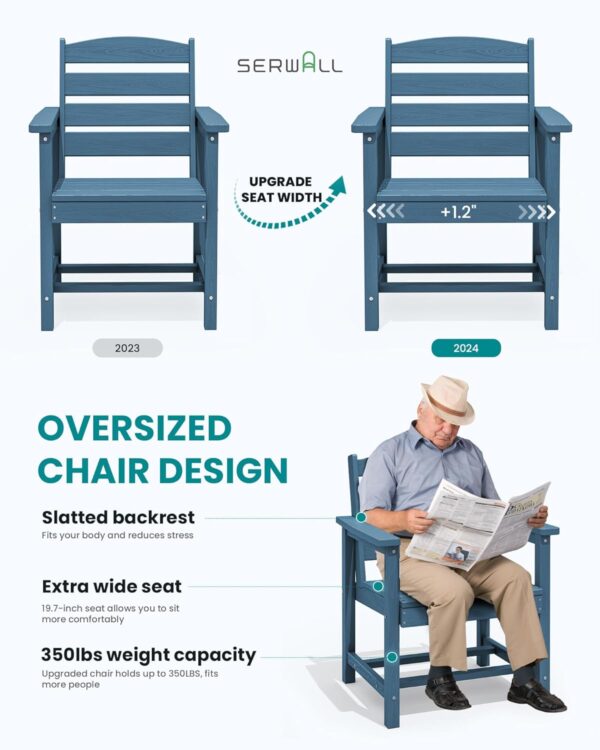711bS4ZNgvL._AC_SL1500_.jpg SERWALL 7-Piece Patio Dining Table Sets, Outdoor HDPE Dining Furniture Set with Umbrella Hole Cut-Out Table and 6 Chairs, Blue