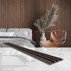 DEKKOR WPC Acoustic Slat Wall Panels, Decorative Modern Décor Slat Panels for TV Background, Study Room, Office Spaces, 6-Pack 96 in. x 6 in. (Walnut)