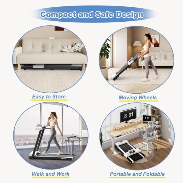 Juturna Treadmills for Home, Walking Pad with Handle Bar, Portable Foldable Treadmill, 3.0 HP Walking Pad with 300 LBS Capacity, Folding Treadmill with LED Display