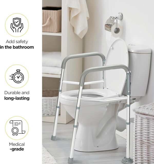 Medical king Toilet Safety Rail - Adjustable Detachable Toilet Safety Frame with Handles Heavy-Duty Toilet Safety Rails Stand Alone - Toilet Safety Rails for Elderly, Handicapped - Fits Most Toilets