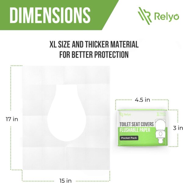 Toilet Seat Covers Paper Flushable (50 Pack) - XL for Adults and Kids Potty Training, 100% Biodegradable Travel Accessories Public Restrooms, Airplane, Camping