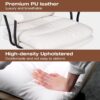 White Leather Desk Chair with Arms,Modern Office Chair with Lumbar Support,Removable Armrests, Height-Adjustable Swivel Medium Computer Chair for Home, Office, Dresser, Bedroom