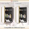 Keonjinn 60 x 32 Inch Large Brushed Brass Medicine Cabinets, Recessed Bathroom Medicine Cabinet, Dim Gold Stainless Steel Framed, Sturdy & Heavy, Adjustable Shelves, DTC Hinges, Soft Closing, Modern