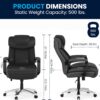 Flash Furniture Hercules Series High-Back Swivel LeatherSoft Office Chair, Ergonomic Executive Chair with Headrest and Adjustable Height, Black