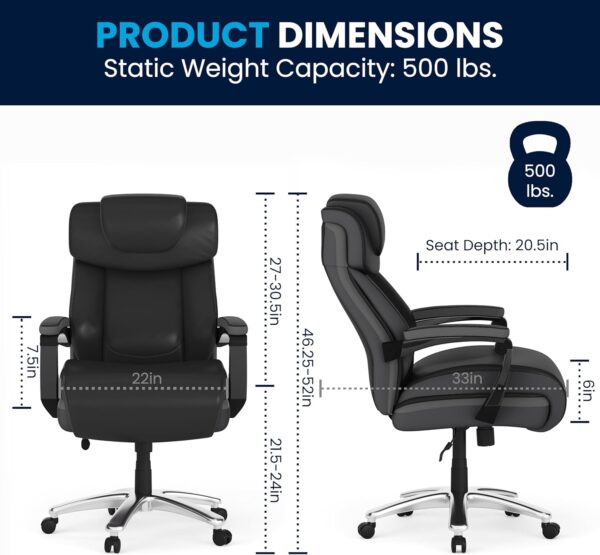 Flash Furniture Hercules Series High-Back Swivel LeatherSoft Office Chair, Ergonomic Executive Chair with Headrest and Adjustable Height, Black