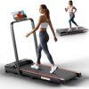 Walking Pad with Handle Bar, KEY2FUN Treadmills for Home/Office, 3.0HP Under Desk Walking Treadmill, 300 LBS Capacity Folding Treadmill with Remote Control & LED Display