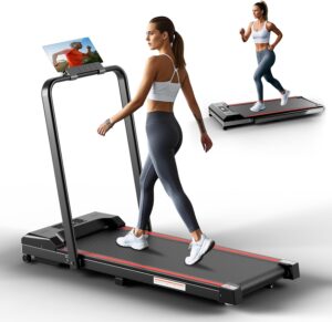 Walking Pad with Handle Bar, KEY2FUN Treadmills for Home/Office, 3.0HP Under Desk Walking Treadmill, 300 LBS Capacity Folding Treadmill with Remote Control & LED Display