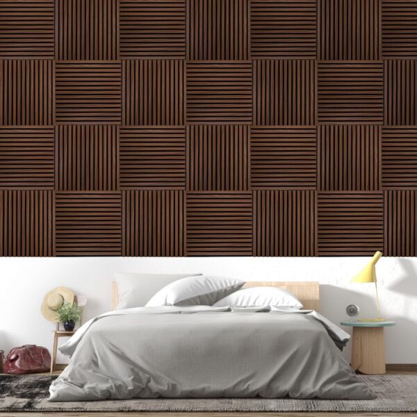 IZODEKOR 60x60cm Wood Acoustic Wall Panels (2-Pack) - Sound Absorbing Decorative Accent Panels for Interior Wall Décor, 3D Slat Design, Noise Reducing Wall Panels for Home & Office