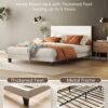 Miscoos Queen Size Platform Bed Frame with Upholstered Headboard and Metal Support – Sturdy, Noise-Free, No Box Spring Needed, Easy Assembly, Storage Space