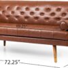 KEIKI 72" Sofa Couch with Wood Frame,Button-Tufted Fabric,Iconic Splayed Legs,Mid Century Modern Design